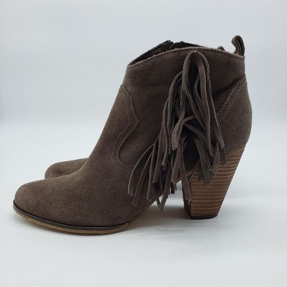 Steve Madden Boots Womens Size 9.5M Brown Suede Fringe Ankle Block Heel Western - Picture 4 of 13